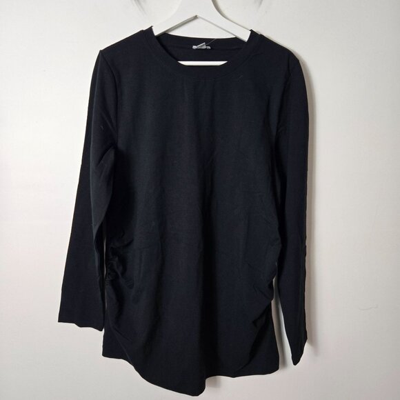 J. Crew NWT Maternity Size XL Long-Sleeve Crewneck Black Shirt Stretchy - Picture 1 of 12